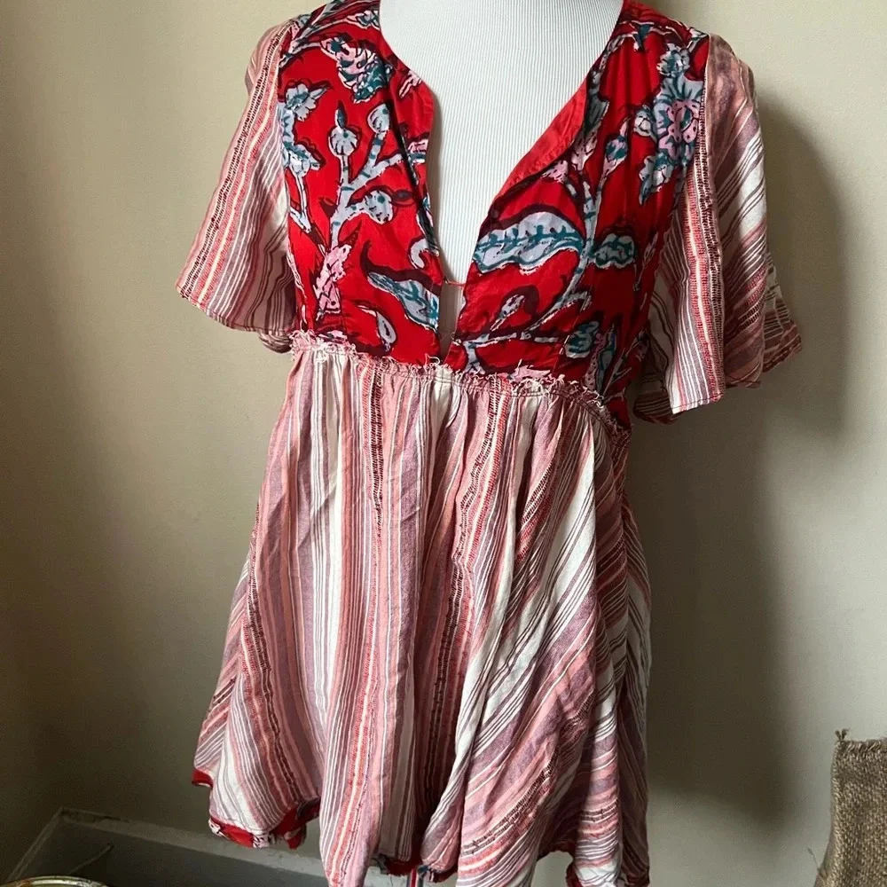 Free People Under the Sun Red Tunic Dress, size small